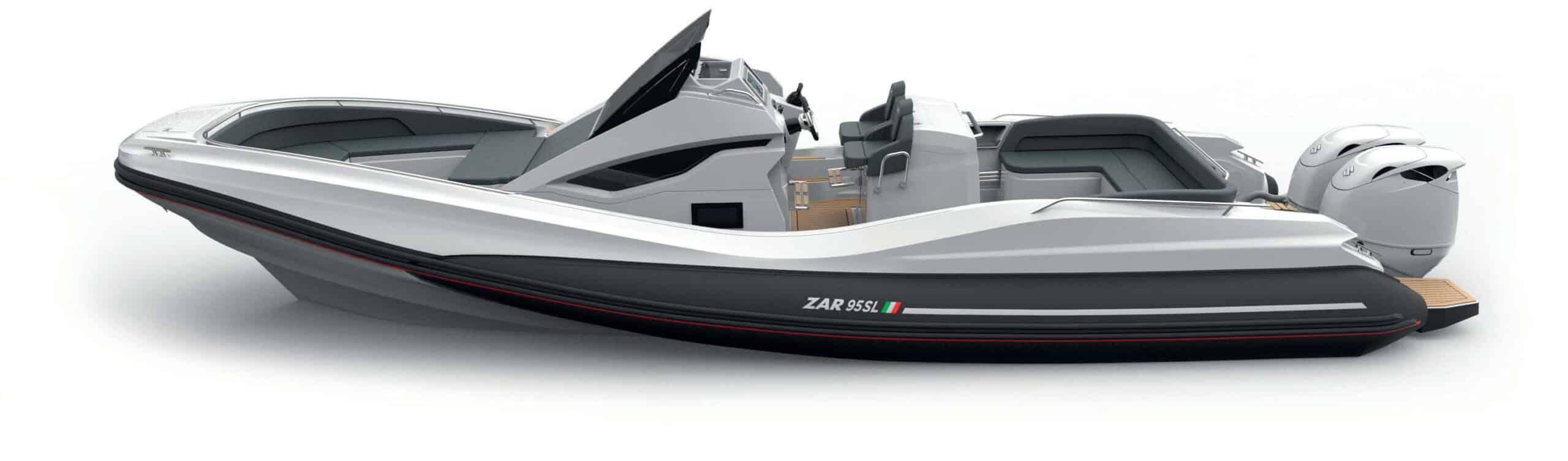Zar Formenti ZAR Sport Luxury 2025 Zar Formenti ZAR Sport Luxury boat, sleek design, dual engines, modern seating arrangement.