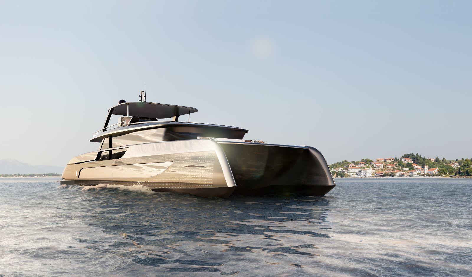 Sunreef Ultima 88 Luxury Sunreef Ultima 88 yacht cruising on open water, 2027 model.