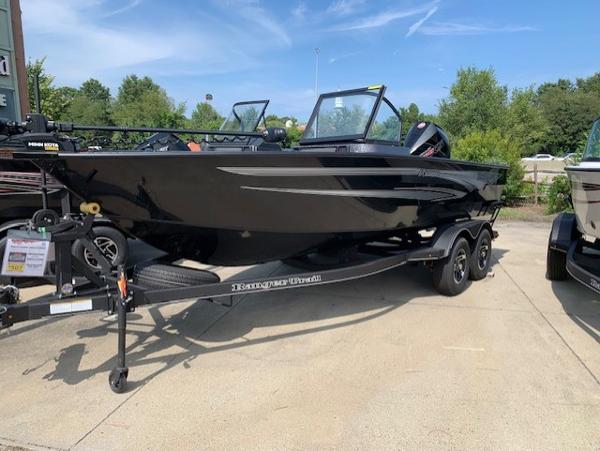 Ranger VX1888 WT 2024 Ranger VX1888 WT black fishing boat on a trailer in a parking lot.