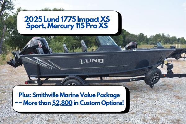 Lund 1775 Impact XS Sport 2025 Lund 1775 Impact XS Sport boat with Mercury 115 Pro XS engine, custom options included.