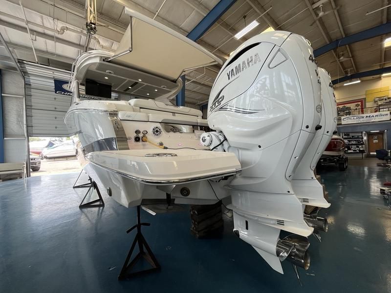 Regal LX36 2023 Regal LX36 boat with Yamaha engines in showroom.