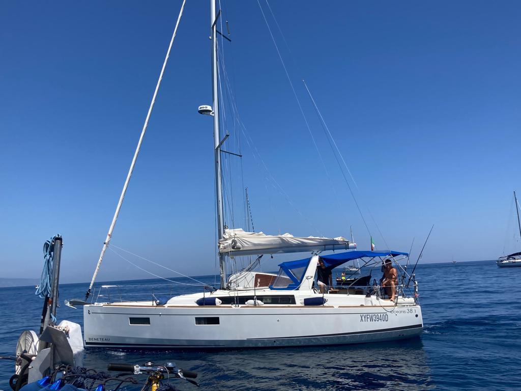Beneteau Oceanis 38.1 2020 Beneteau Oceanis 38.1 sailboat on calm blue sea under clear sky.