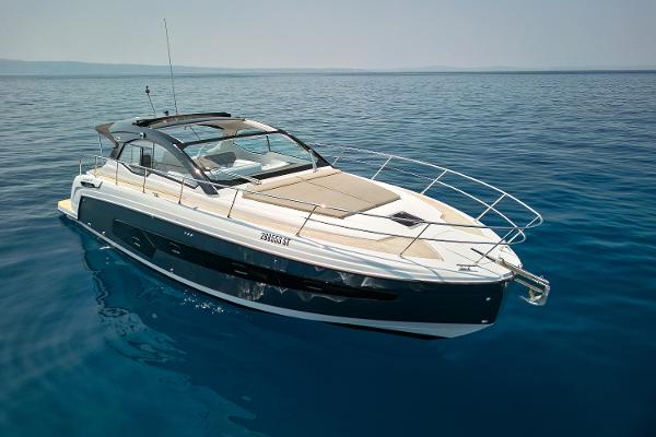Azimut Atlantis 45 2024 Azimut Atlantis 45 yacht cruising on clear blue water.