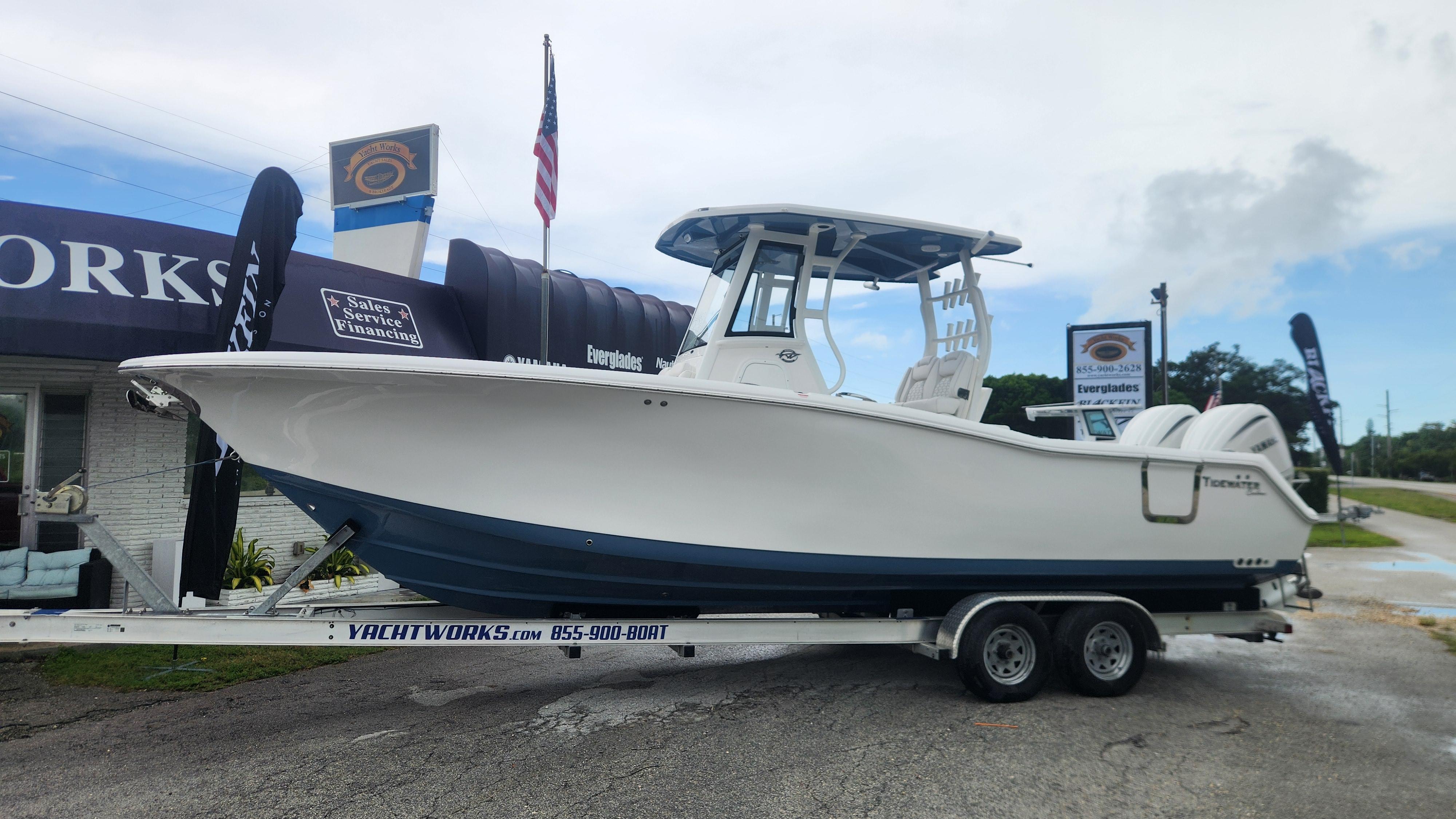 Tidewater 282 CC Adventure 2026 Tidewater 282 CC Adventure boat on trailer at dealership.