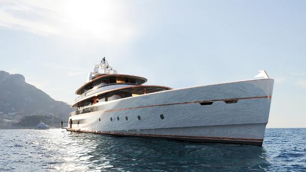 Prime Megayacht Platform Maharani Luxurious 2026 Prime Megayacht Maharani on serene ocean waters.