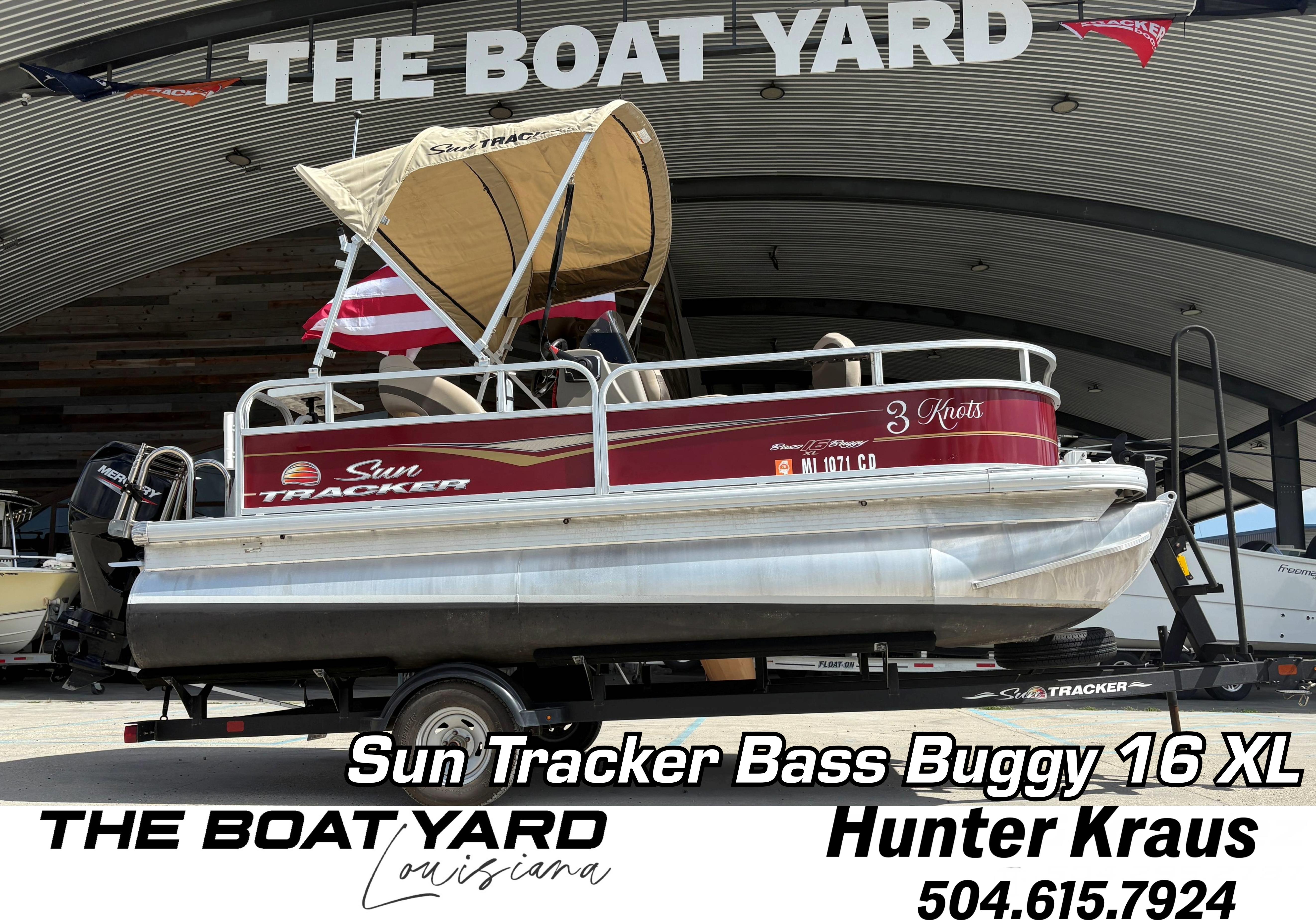 Sun Tracker Bass Buggy 16 XL 2023 Sun Tracker Bass Buggy 16 XL pontoon boat at The Boat Yard, Louisiana.