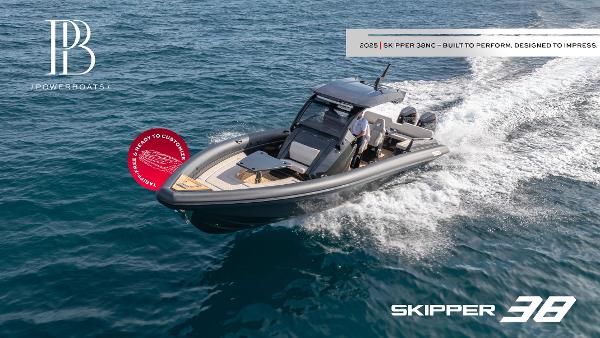 Skipper-BSK 38 2025 Skipper-BSK 38 powerboat cruising on open water, showcasing sleek design and performance.