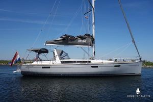 Beneteau Oceanis 45 2015 Beneteau Oceanis 45 sailboat on calm water, side view, clear sky.