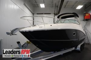 Sea Ray 280 Sundancer 2013 Sea Ray 280 Sundancer boat on trailer in indoor showroom.