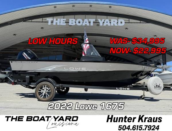 Lowe Fishing Machine 1675 WT 2022 Lowe Fishing Machine 1675 WT for sale, reduced price, low hours, at The Boat Yard Louisiana.