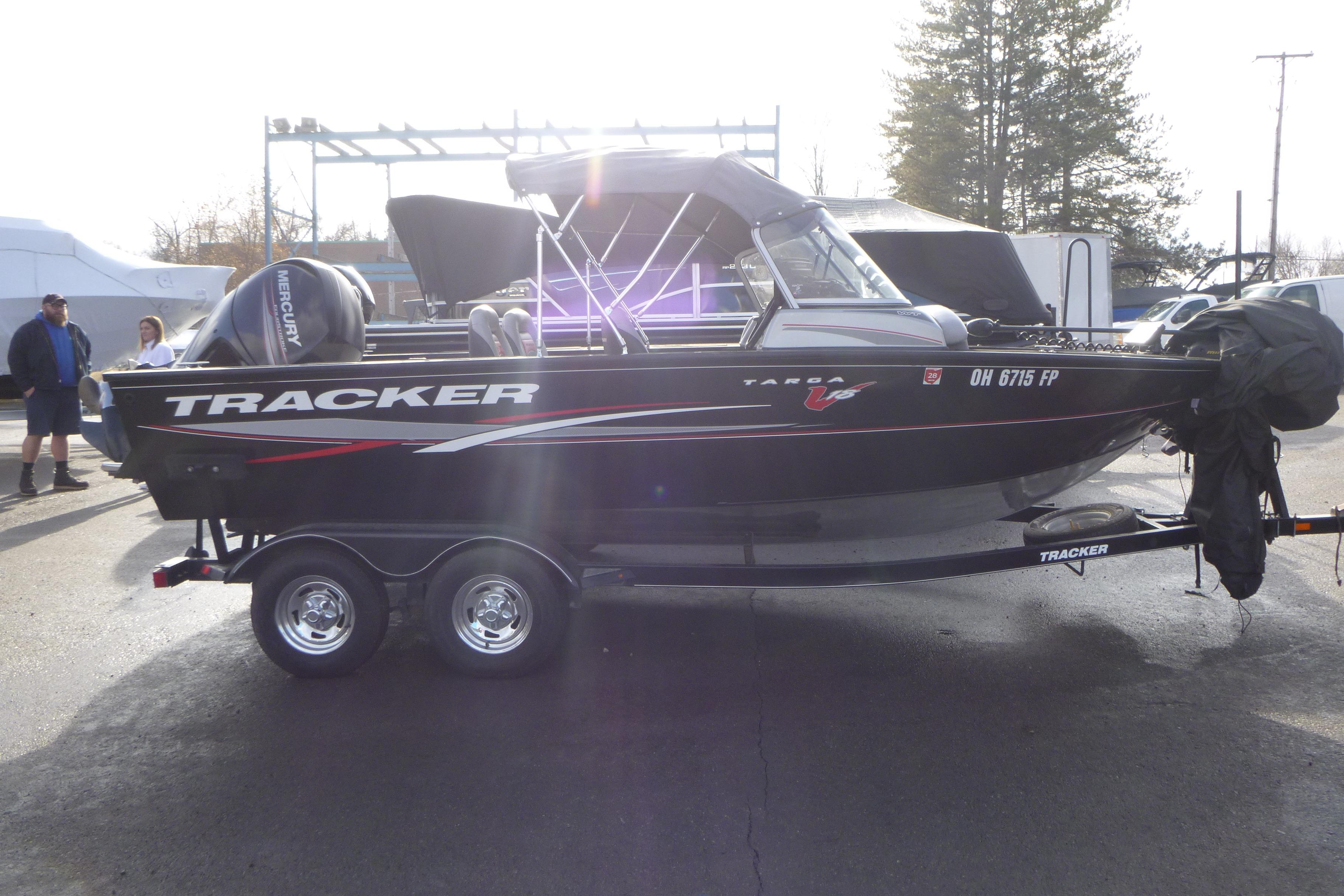 Tracker Targa V-18 WT 2016 Tracker Targa V-18 WT boat on trailer, parked outdoors.
