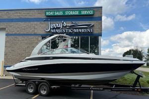Crownline 255 SS 2018 Crownline 255 SS boat on trailer at Jerry's Majestic Marine dealership.