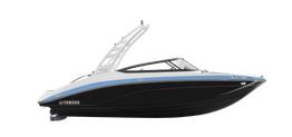 Yamaha Boats 195S 2025 Yamaha Boats 195S, sleek black and white design, side view.