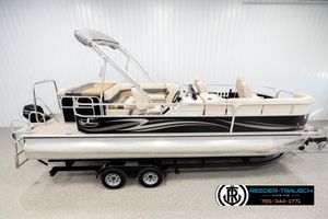 Misty Harbor 2285 CS 2011 Misty Harbor 2285 CS pontoon boat on trailer, indoor showroom display.