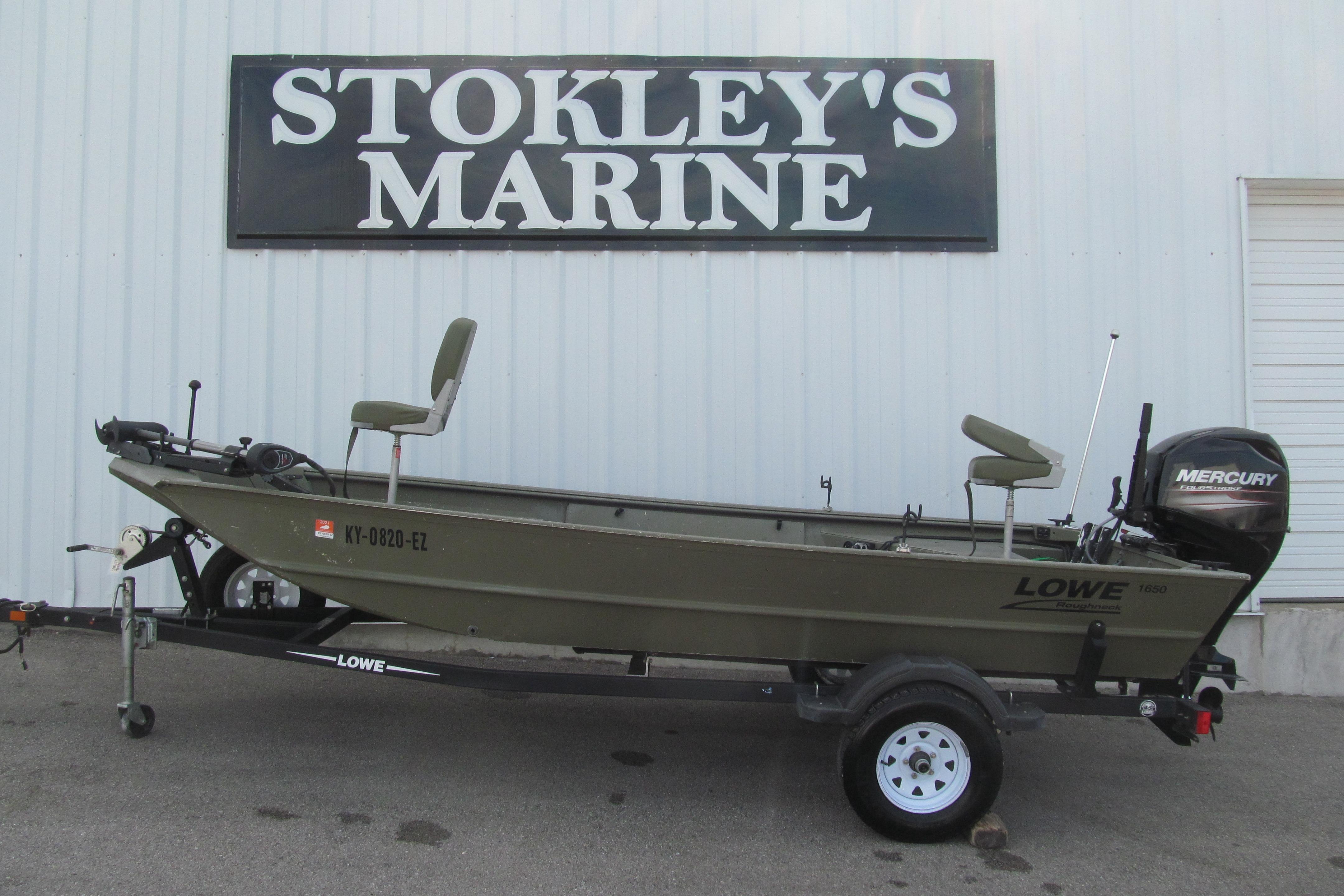 Lowe Roughneck 1650 2016 Lowe Roughneck 1650 boat on trailer at Stokley's Marine dealership.