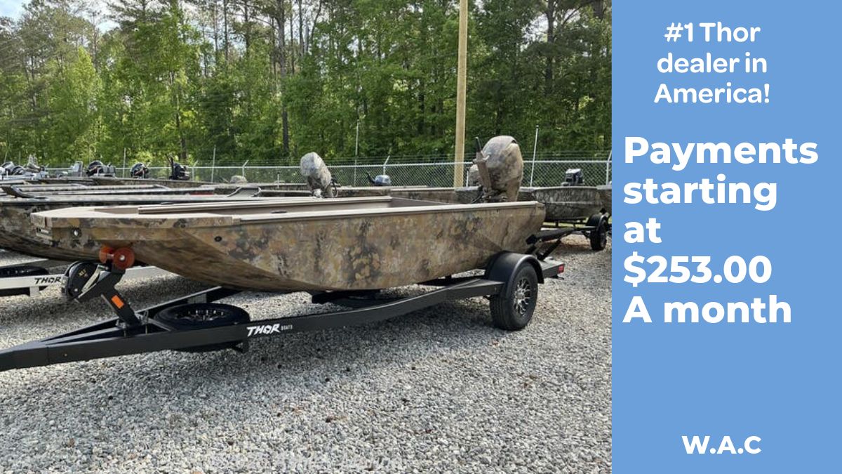 Thor Lake Hammer 1754 1754 TIMBER 2025 Thor Lake Hammer 1754 boat on trailer, payments from $253/month, #1 dealer in America.