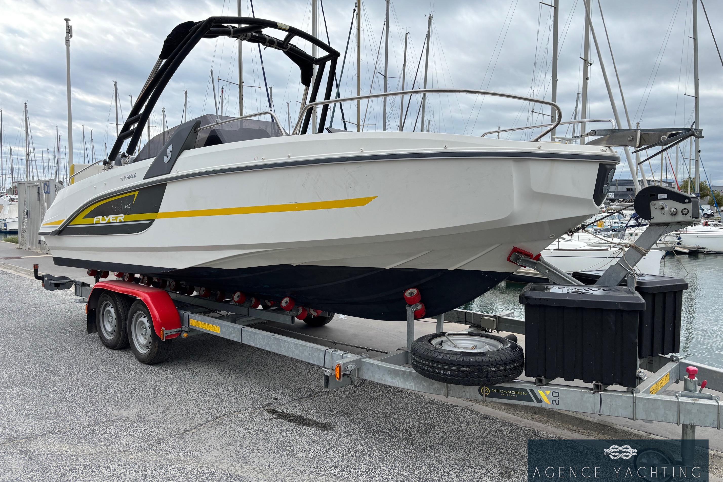 Beneteau Flyer 6.6 Sportdeck 2017 Beneteau Flyer 6.6 Sportdeck on trailer at marina, overcast sky.