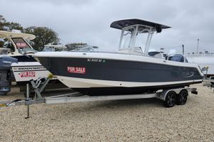 Robalo R242 Center Console 2021 Robalo R242 Center Console boat for sale on trailer, displayed outdoors.