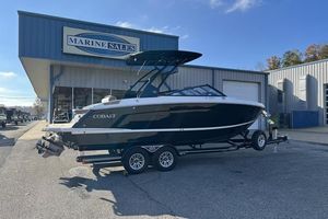 Cobalt R6 2025 Cobalt R6 boat on trailer outside Marine Sales building.