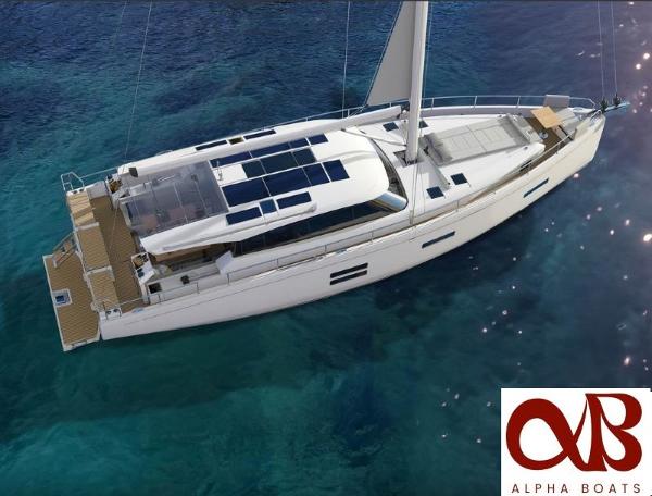 Moody DS 48 Luxurious 2025 Moody DS 48 yacht sailing on clear blue waters.