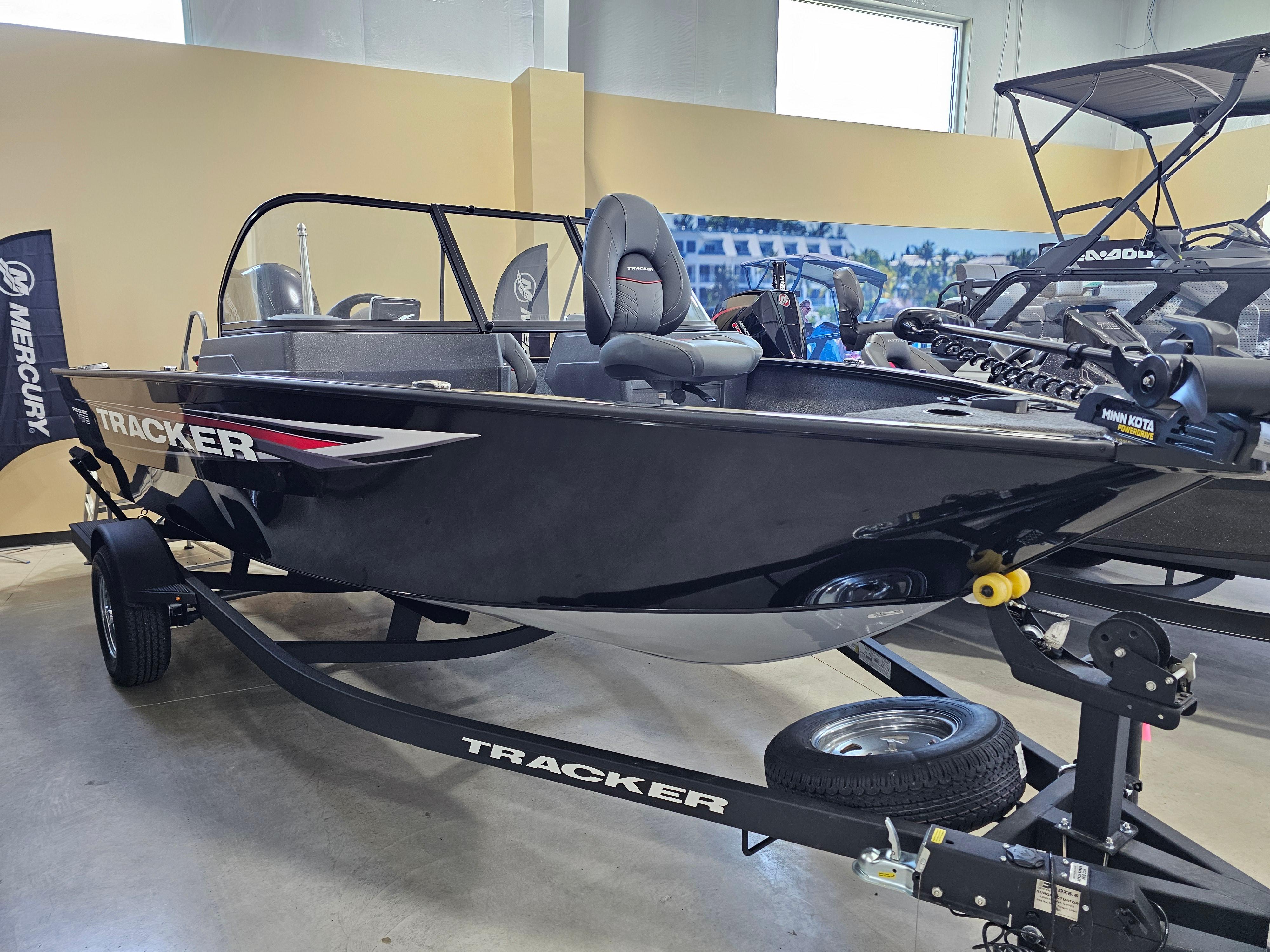 Tracker Pro Guide V-175 Combo 2025 Tracker Pro Guide V-175 Combo boat on display in showroom.