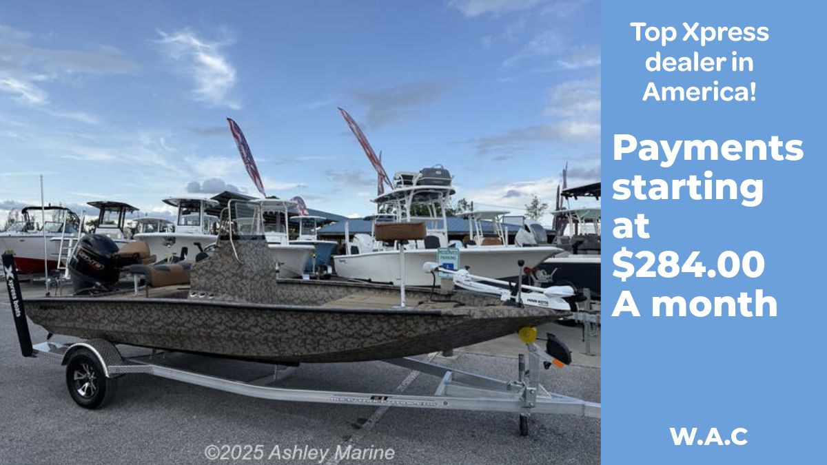 Xpress H190B Bay 2026 Xpress H190B Bay boat on trailer, available for $284/month financing.