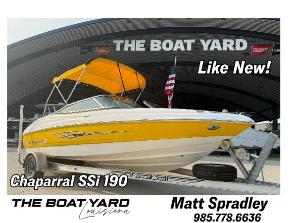Chaparral SSi 190 2008 Chaparral SSi 190 boat with yellow canopy at The Boat Yard, Louisiana.