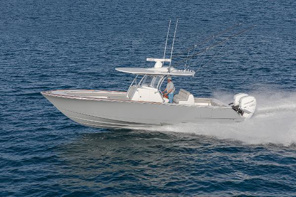Valhalla Boatworks V-33 2025 Valhalla Boatworks V-33 cruising on open water.