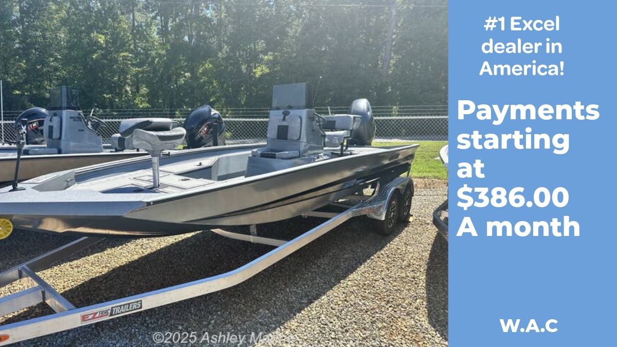 Excel Bay Pro 220 220 ELITE 2026 Excel Bay Pro 220 Elite boat on trailer, available for $386/month.