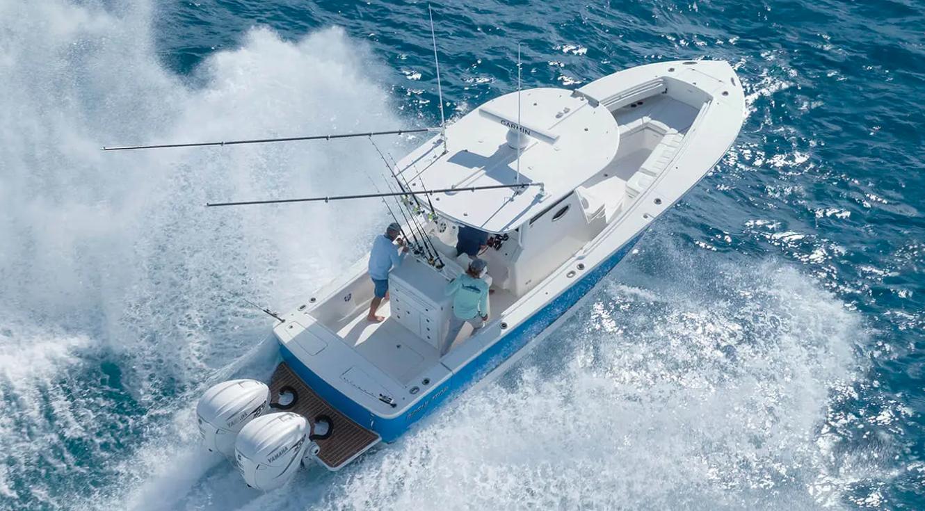 Regulator 31 2026 Regulator 31 boat cruising on open ocean waters.