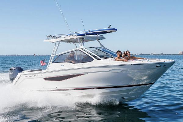 Solara S-250 DC Manufacturer Provided Image: 2025 Solara S-250 DC boat cruising on open water with passengers enjoying the ride.