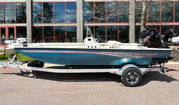 Ranger RB190 2024 Ranger RB190 boat on trailer, parked outdoors.