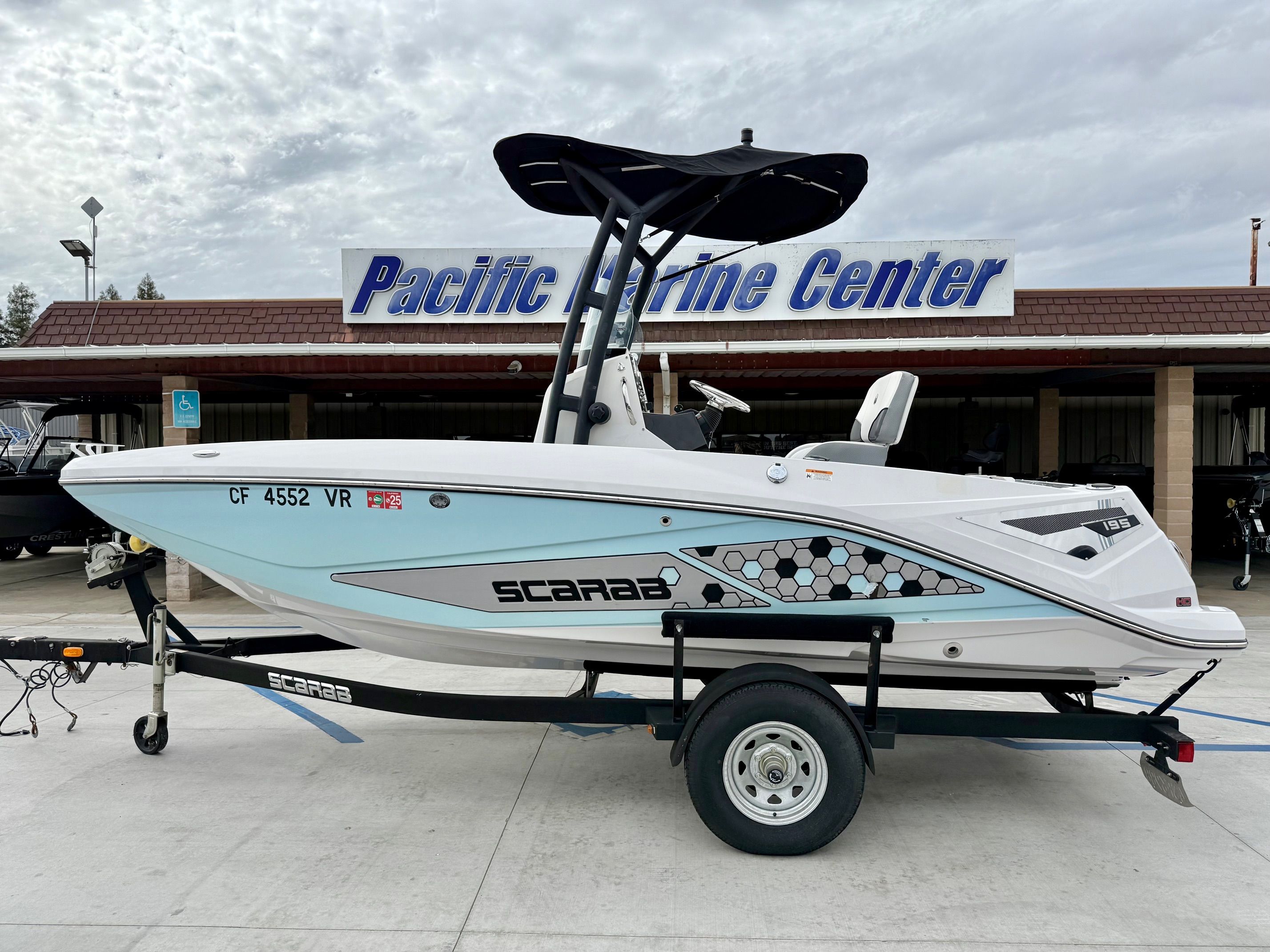 Scarab 195 Open ID w/ 250HP Rotax 2019 Scarab 195 Open ID boat with 250HP Rotax engine at Pacific Marine Center.