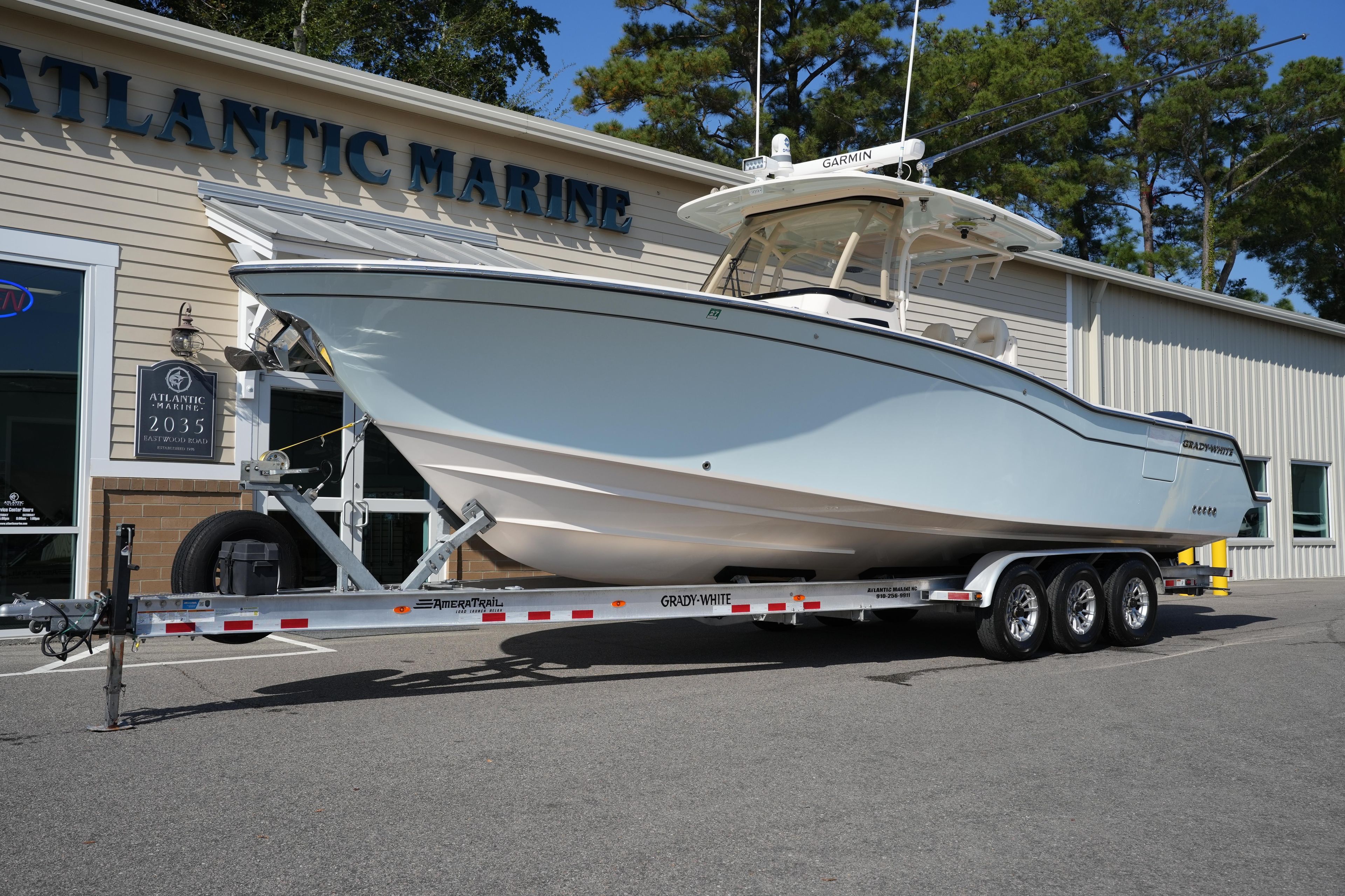 Grady-White Canyon 326 2021 Grady-White Canyon 326 boat on trailer at Atlantic Marine dealership.