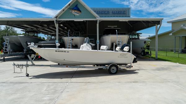 Glasstream 20 CCR 2023 Glasstream 20 CCR boat on trailer at a marine dealership.