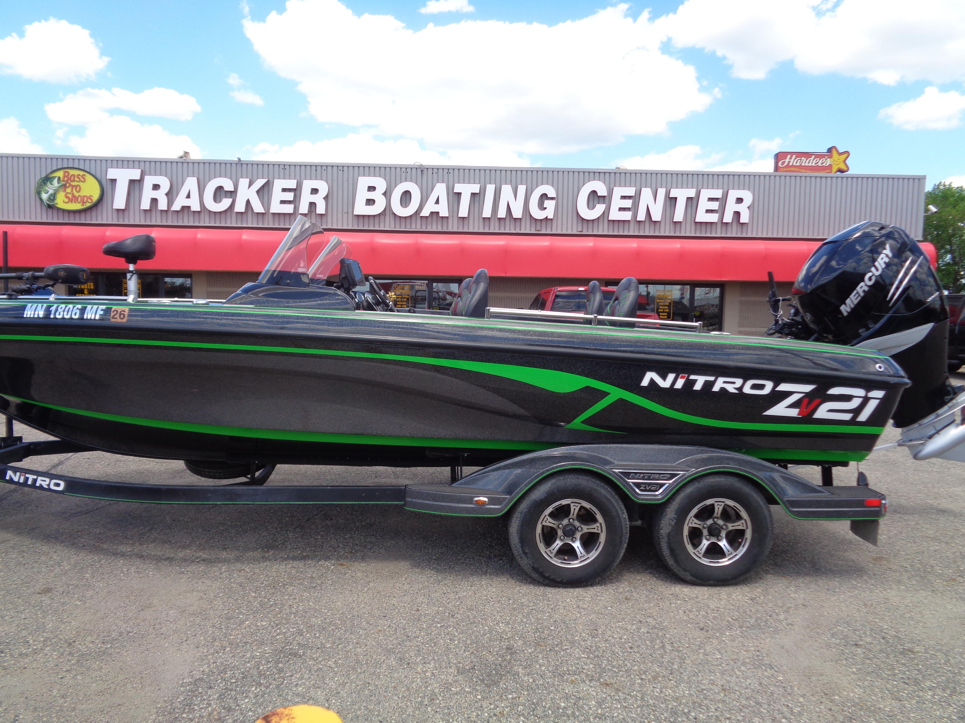 Nitro ZV21 2022 Nitro ZV21 boat at Tracker Boating Center, featuring sleek design and Mercury engine.
