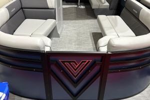 Viaggio Lago V 20 C Interior of 2026 Viaggio Lago V 20 C pontoon boat with modern seating.