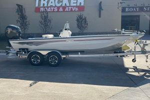 Ranger RB200 2024 Ranger RB200 boat on trailer outside Tracker Boats store.
