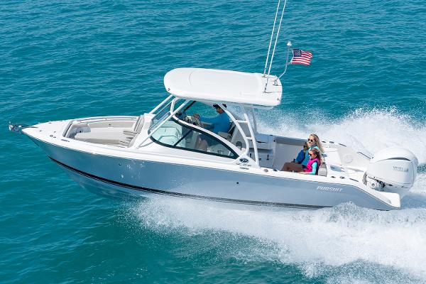 Pursuit DC 246 Dual Console Manufacturer Provided Image: 2025 Pursuit DC 246 Dual Console boat cruising on clear blue water.