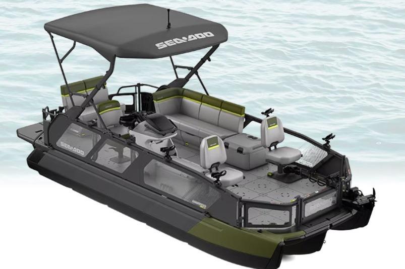 Sea-Doo Sport Boats Switch Fish 18 - 230 hp 2026 Sea-Doo Switch Fish 18 boat with 230 hp engine on water.