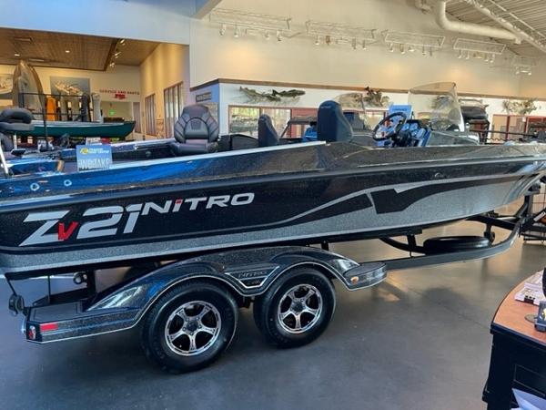 Nitro ZV21 2024 Nitro ZV21 boat on display in showroom.