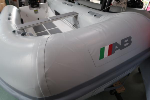 AB Inflatables Ventus 10 VL 2024 AB Inflatables Ventus 10 VL inflatable boat, close-up view of interior and logo.