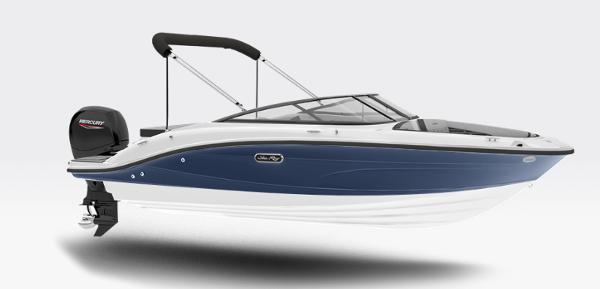 Sea Ray SPX 190 Outboard 2025 Sea Ray SPX 190 OB boat with blue and white hull, outboard motor, and sleek design.