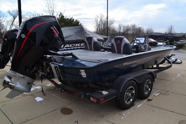 Ranger ALPHA 208 2025 Ranger ALPHA 208 boat with dual engines on a trailer.