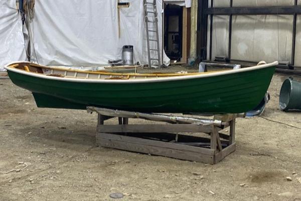 Row Boat Fishing Skiff Tender Dinghy Oars Wooden Painted Christmas