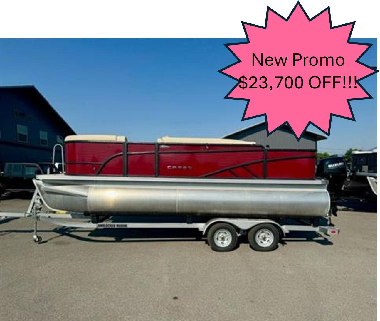 Crest Fish 2023 Crest Fish pontoon boat with $23,700 discount promotion.