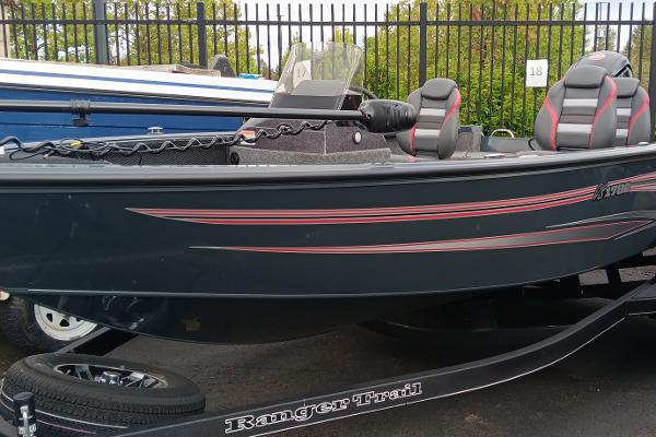 Ranger VS1782SC Angler 2024 Ranger VS1782SC Angler boat with sleek black design and red accents.