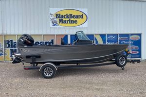 G3 Angler V17 FS 2026 G3 Angler V17 FS boat on trailer at Blackbeard Marine dealership.