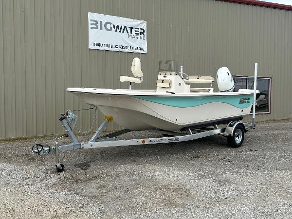 Carolina Skiff 19 LS 2024 Carolina Skiff 19 LS boat on trailer at Big Water Marine dealership.