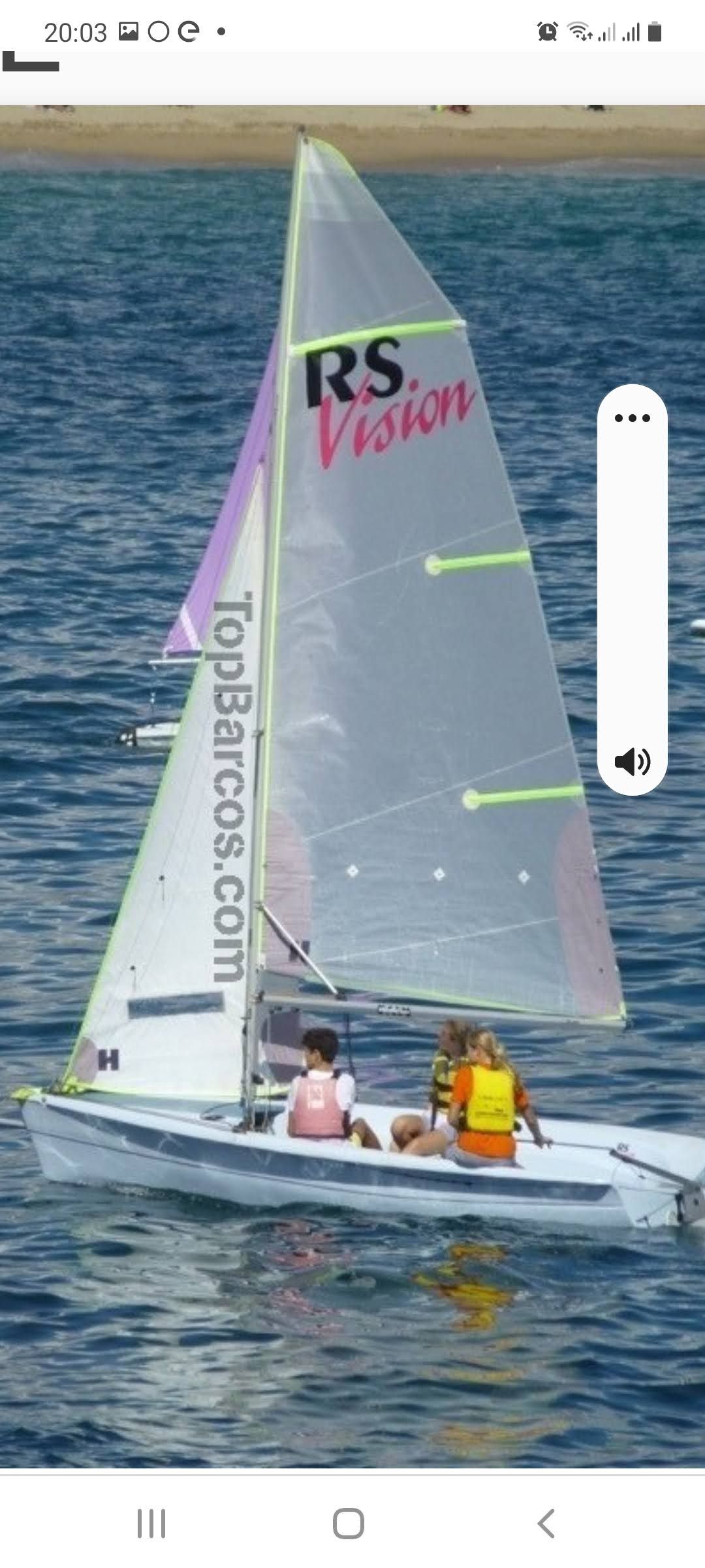 RS Vision 4,6 m Sailboat RS Vision 4.6 m, 2010 model, sailing with crew on calm waters.